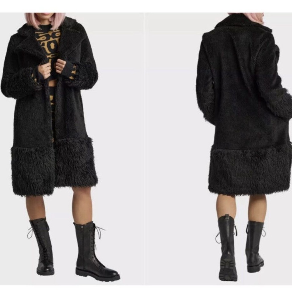 Lita By Ciara Penny Lane Boho Wool Faux Shearling Long Teddy Coat Size S